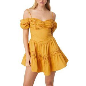 NWT Misa Los Angeles‎ Rubina Mini Dress Marigold Off-Shoulder Size  M